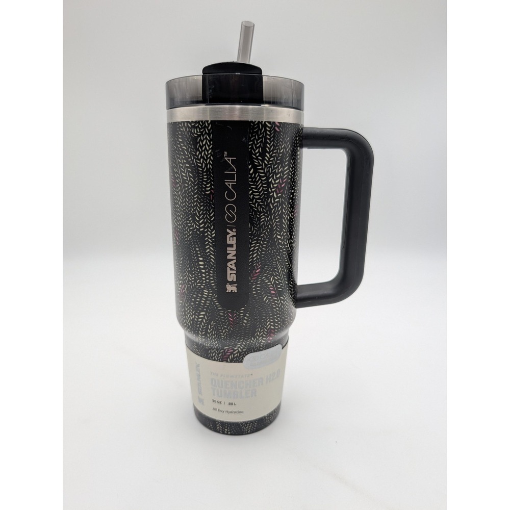 Stanley Calla Quencher H2.0 Tumbler 30oz Black Serpent Handle Straw Insulated